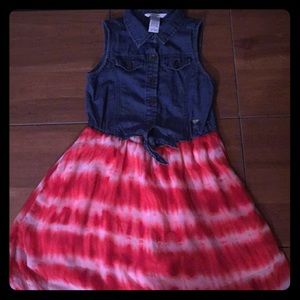 A “denim” top connected to a flowy dress